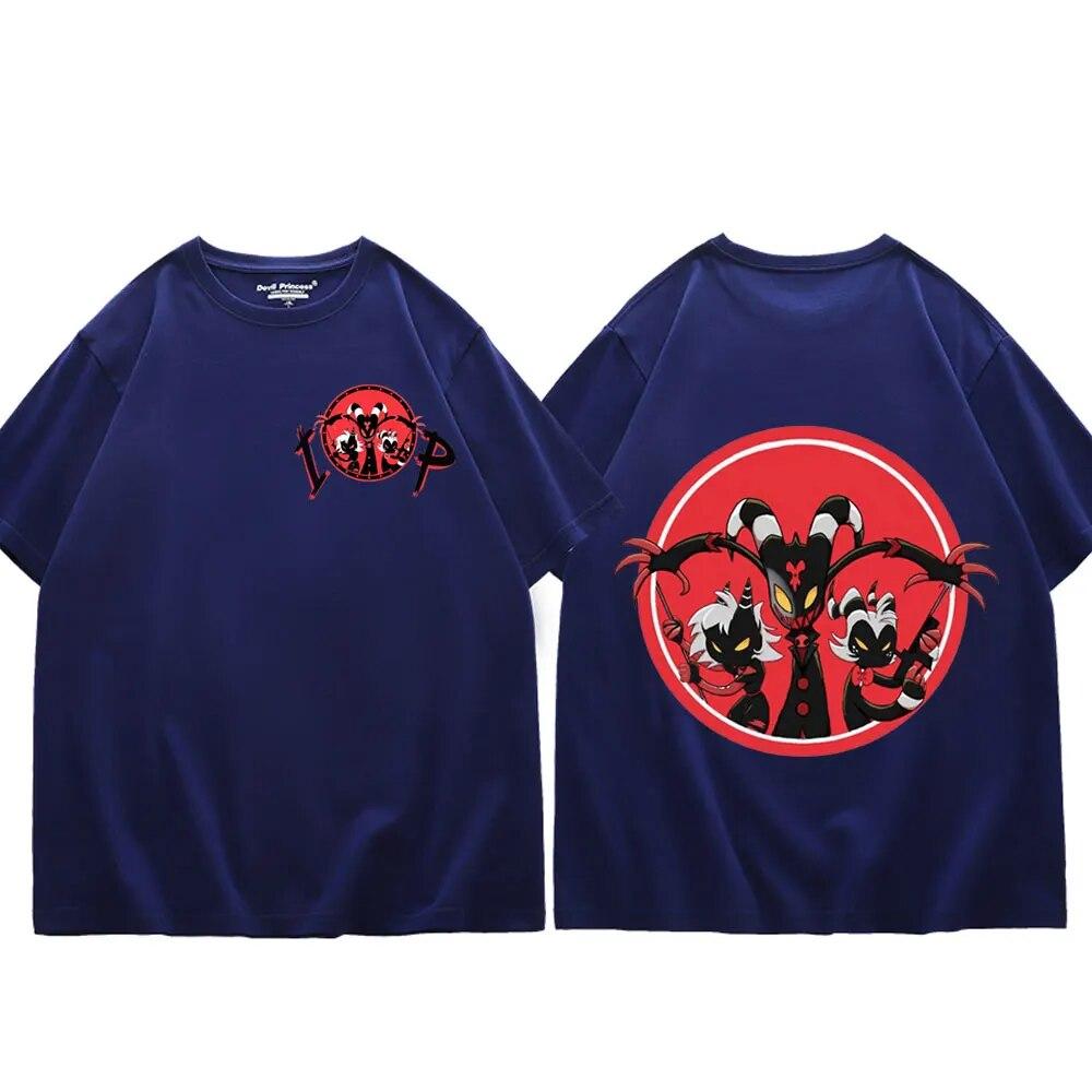 Trend Anime Helluva Boss Print T Shirts Unisex Women Fashion Cartoon Short Sleeve T Shirt Summer Casual Pure Cotton Loose T-shirt