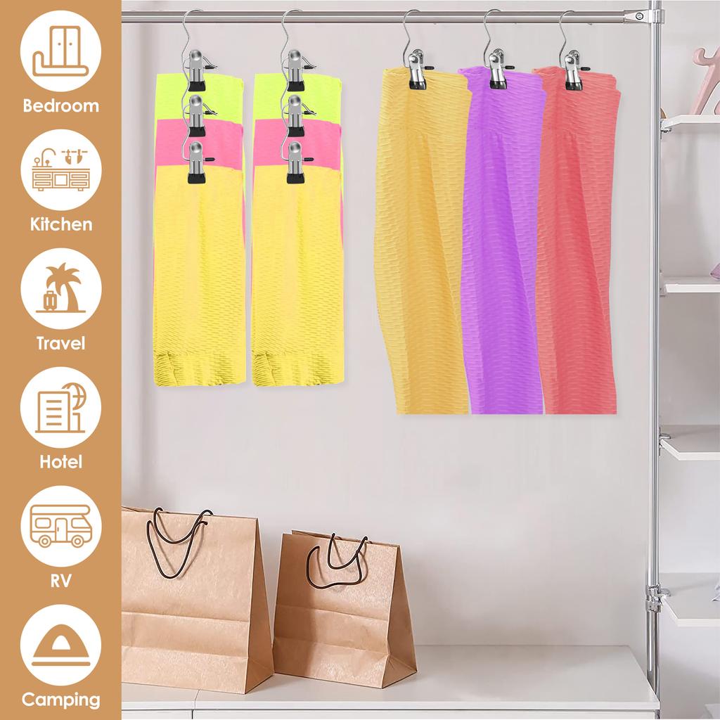 20Pcs Laundry Clothespins Stainless Steel Pants Hangers Clips Boot Holder Space Saving Closet Multifunctional Organizers Hook