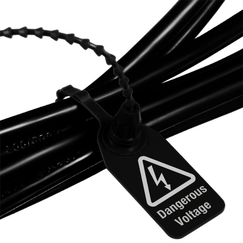 100 Stück Kabelbinder Gefahr Hochspannungsschild Kunststoff Sicherheitssiegel Warnschild HV Sicherheitszeichen