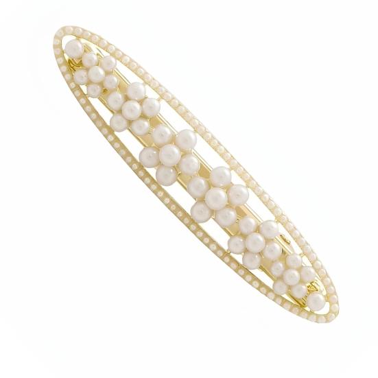 Decorative Hairpin Imitation Pearl Oval Shape Hair Clip No Damage