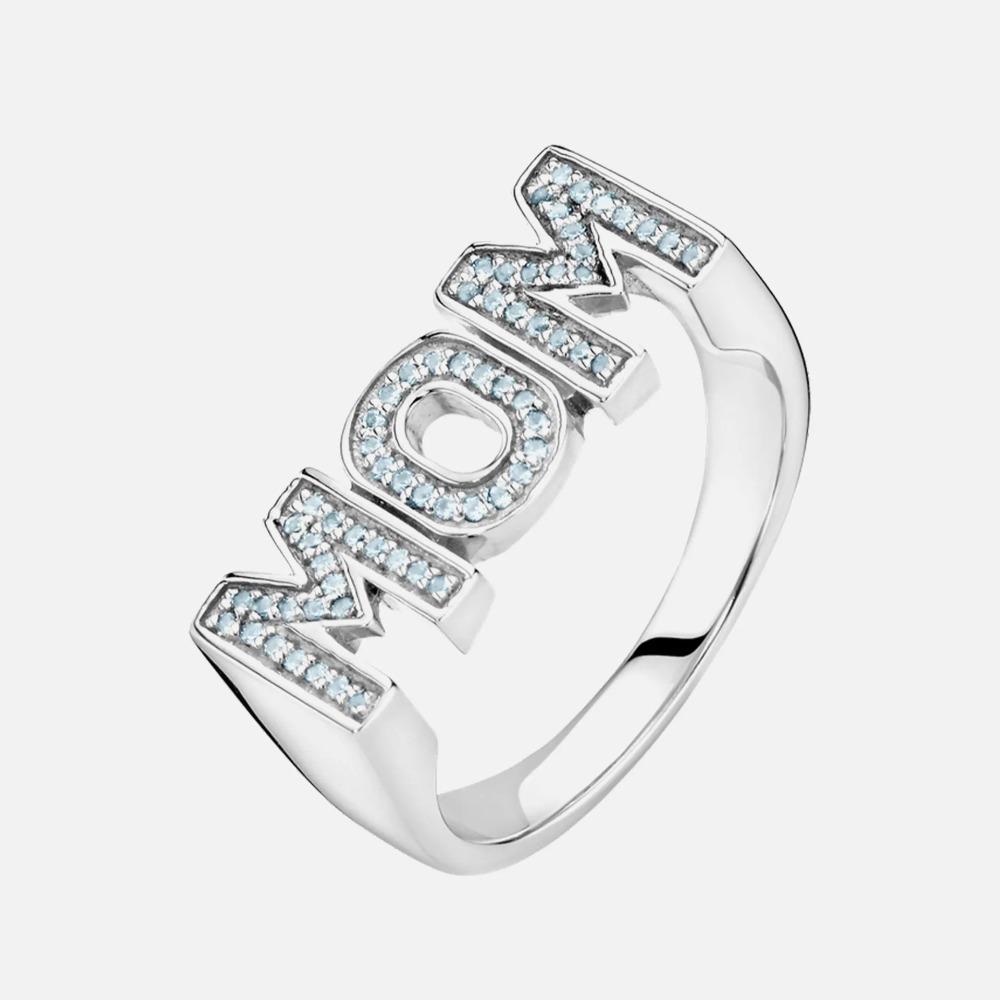 Aesthetic Zircon Letter Ring Jewelry Gift for Mother's Day Creative MOM Ring  Mom Gift
