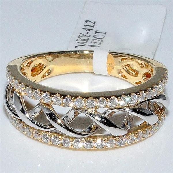 

Fashionable 18K Gold-Plated Women s Ring with Two-Color Zircon Size 7