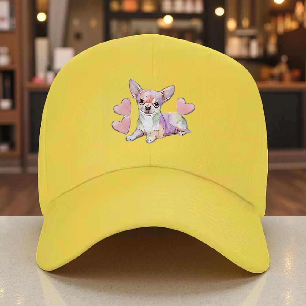 Chihuahua Aquarell Herz Baseballkappe Verstellbar Baumwolle Lässig Sonnenhut für Unisex Erwachsene
