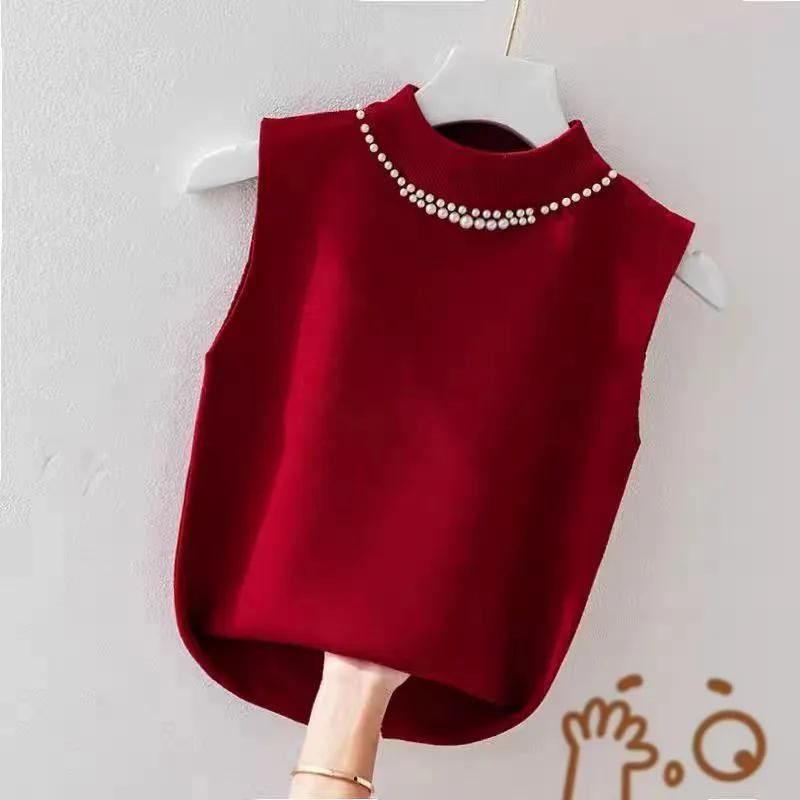 

WTEMPO Весна-лето без рукавов нижние топы большого размера женские однотонные повседневные универсальные жилеты-камизолы с V-образным вырезом XL красный