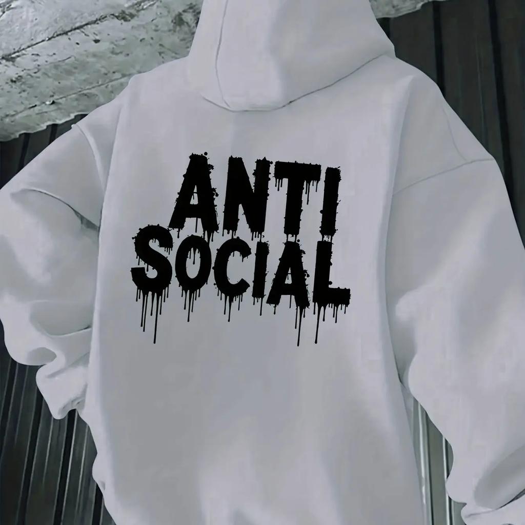 Autumn and winter and wo hooded long sleeved hoodie, fluid ANTI Social print, comfortable and soft to wear