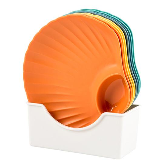 

8 шт./компл. штабелируемая 2-секционная тарелка для закусок, пластиковая небьющаяся тарелка для десерта, бытовые принадлежности 9