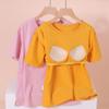 Summer Loose Top and Home Wear with Chest Pads Short Sleeves and One Piece