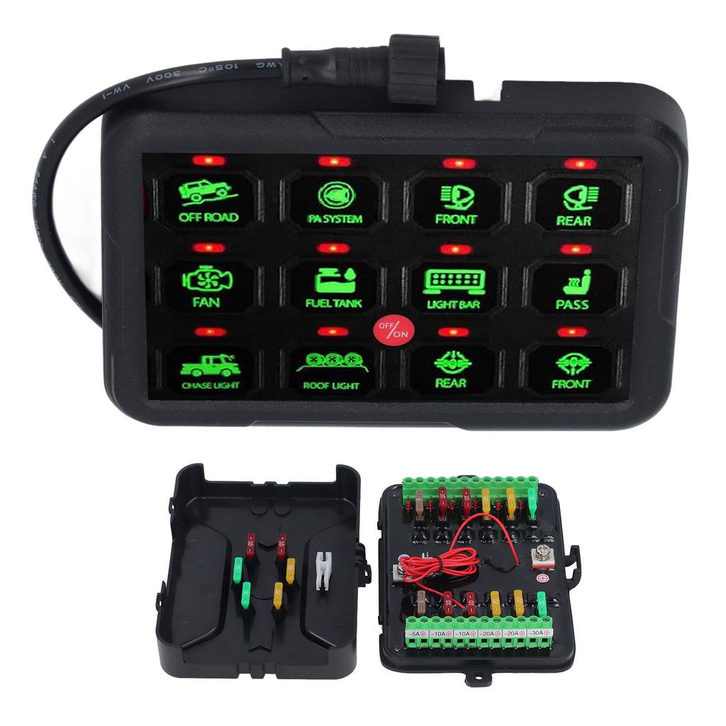 12 Gang Switch Panel Auto Dimmable RGB Circuit Control Relay System for Car Ship LED Light Fan