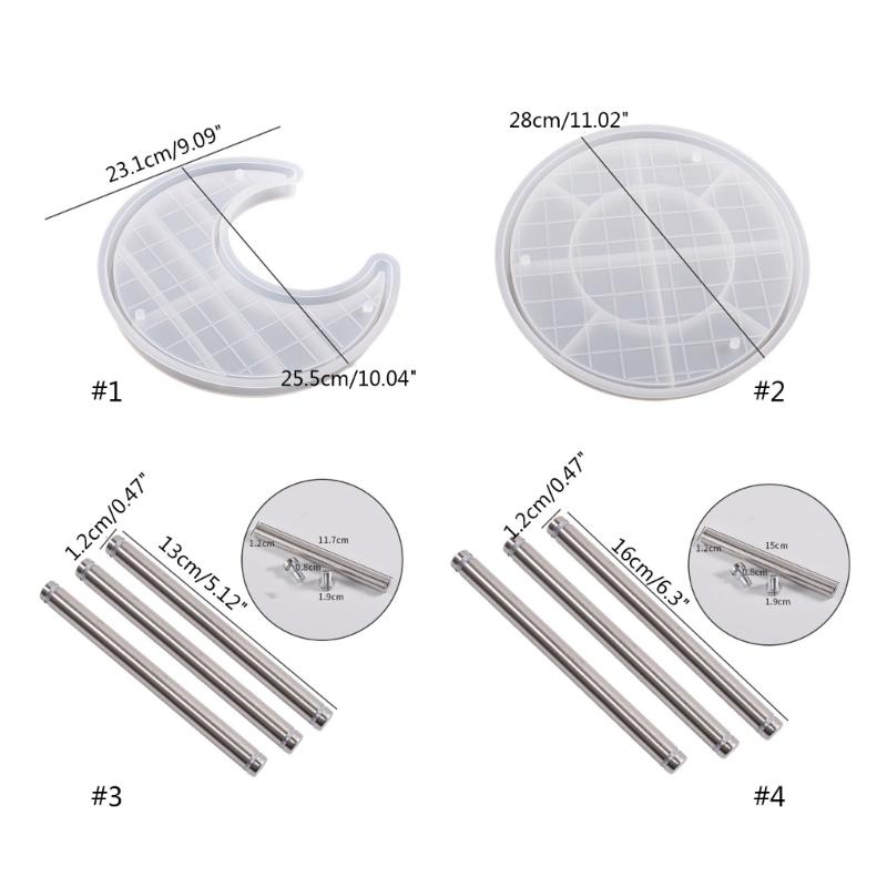 2 Tier Resin Tray Molds Round/Moon Epoxy Resin Casting Mold for DIY Makeup Tools Trinkets Jewelry Storage Box Making