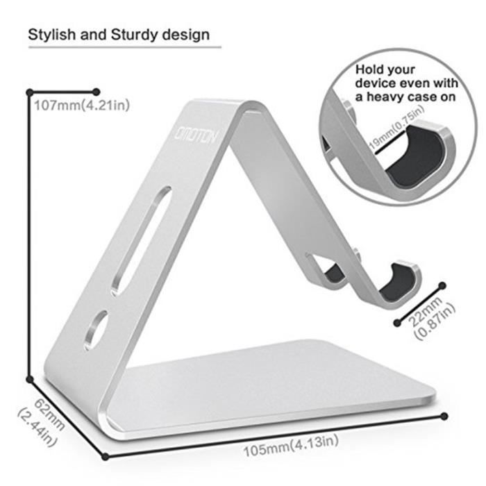 Mobile Phone Holder - Aluminum - Silver - Compatible Smartphone/Tablet - Practical - Durable