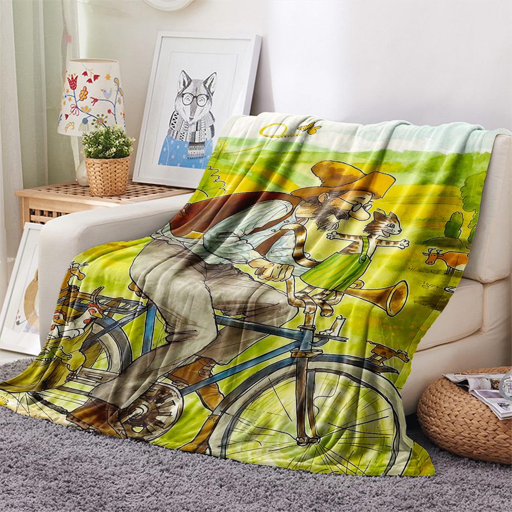 Pettson and Findus Flannel Blanket, High quality Comfortable for All Seasons, Home Decor, Warmth and Comfort