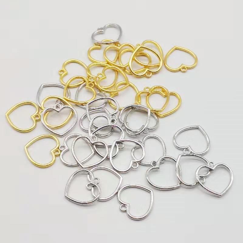 Hollow Heart Pendant DIY Keychain & Earring Charm Accessory Necklace