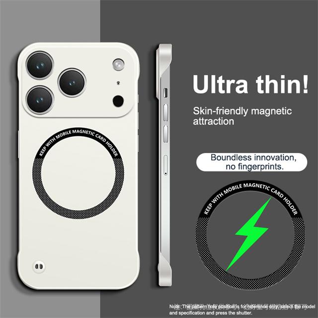 Trendy Ultra Thin Frameless for Magsafe Hard PC Magnetic Case for IPhone 17Air 16 15 14 13 12 ProMax Plus Borderless Matte Cover