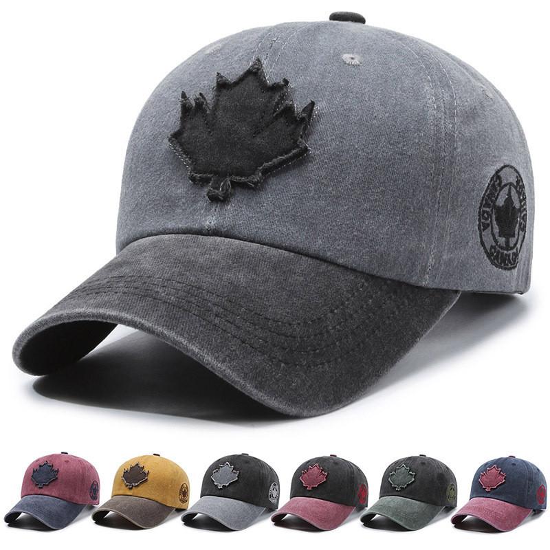 New Trend Adjustable Cotton Baseball Hat With Maple Leaf Decoration Design For All Seasons