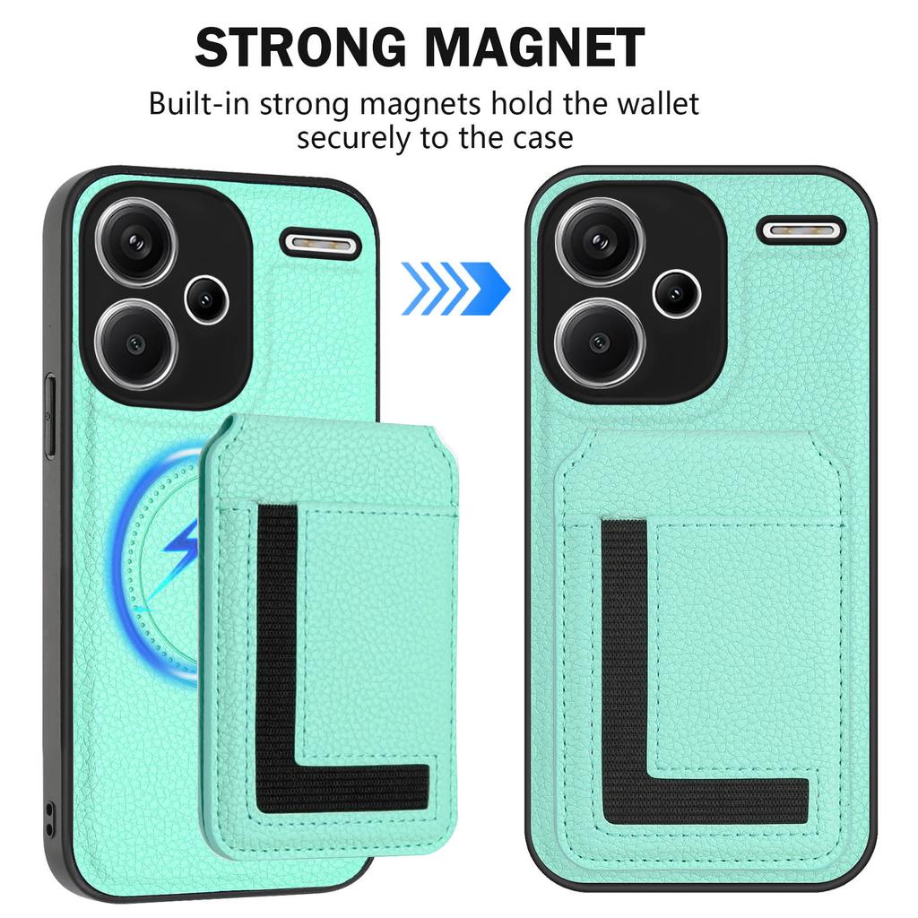 For Xiaomi Redmi Note 13 Pro+ 5G Magnetic Case TPU+PU Leather Phone Back Cover with Detachable Card Holder