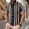 Striped Printed Casual Men's Short Sleeved Shirt