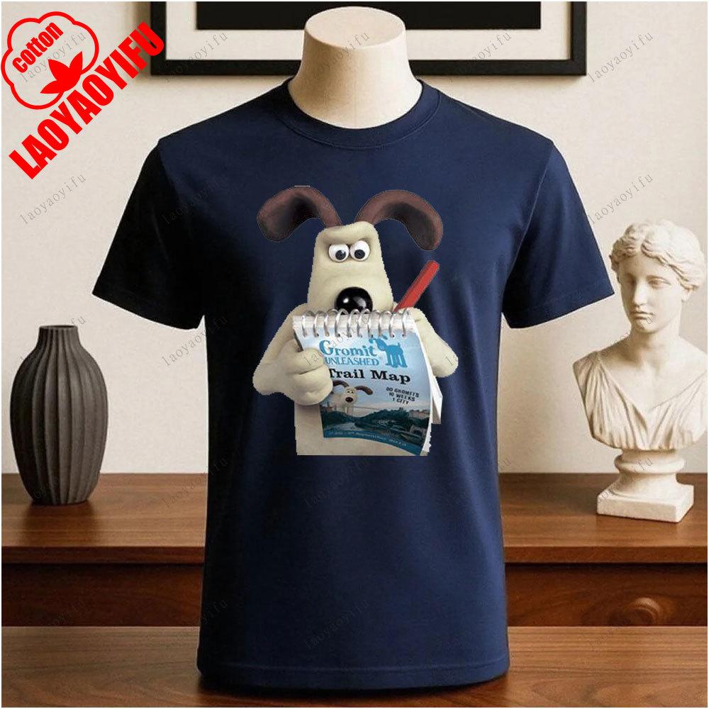 Wallace und Gromit Bedruckte T-Shirts Tops Cartoon und Anime Bedrucktes T-Shirt Wochenende Retro Grafik-Tee Vintage Ästhetik