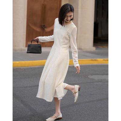 Robe Longue Jacquard Élégante Coupe Trapèze