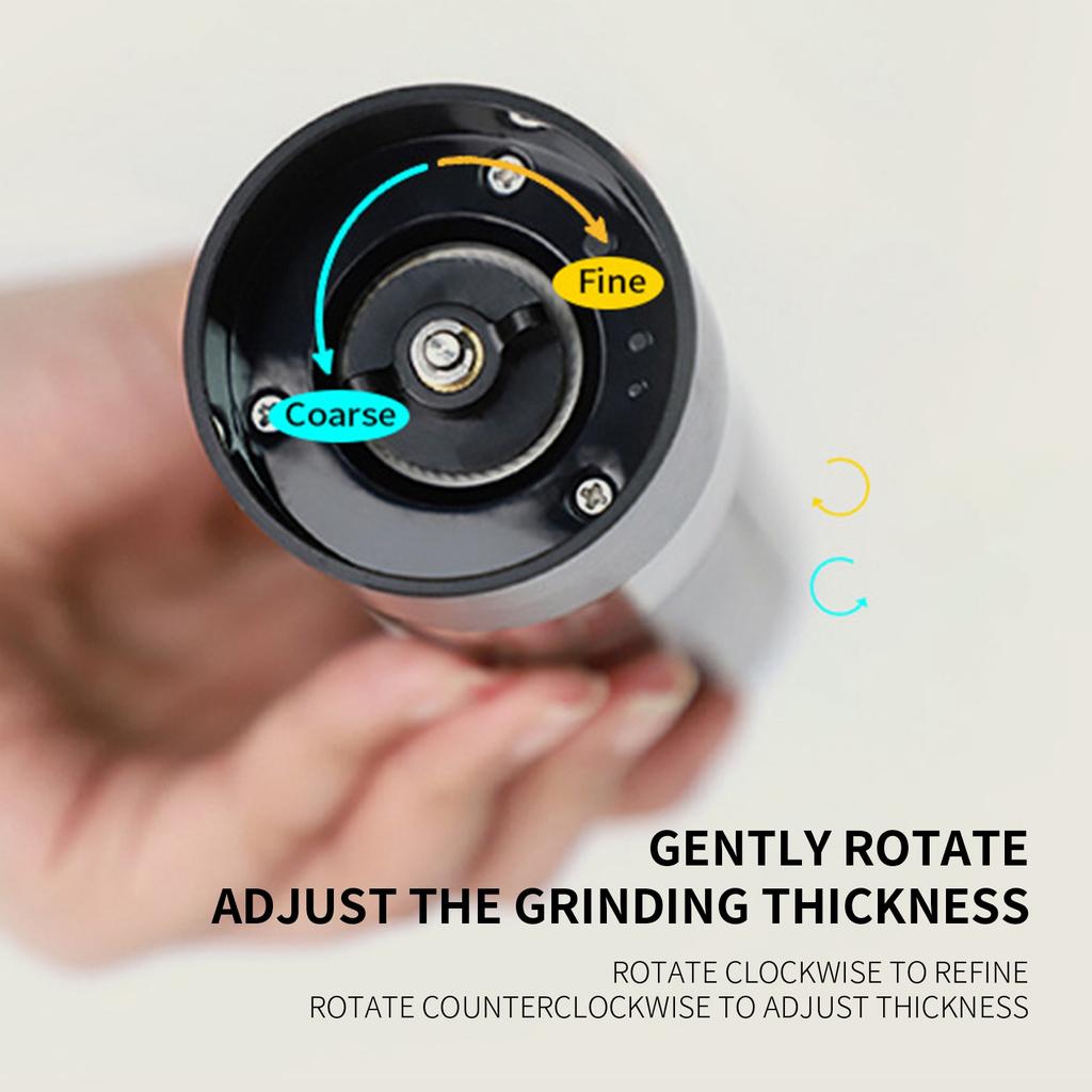 Electric And Pepper Grinder Set, USB Rechargeable, Automatic Pepper Mill Grinder Adjustable Coarseness, 40ml Container, One-Button Control