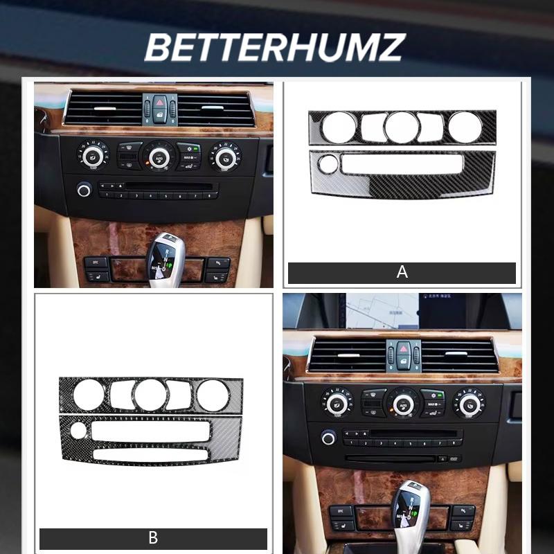 For BMW E60 5 Series 2004-2010 Carbon Fiber Center Console Air Conditional CD Trim Stickers Tuning Car Interior Accessories