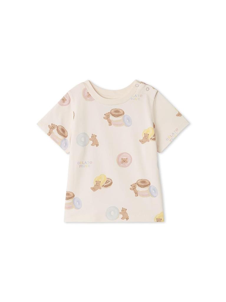 Gelato Pique Baby Donut Bear Print Size 80 T-Shirt, PBCT252455, PNK,