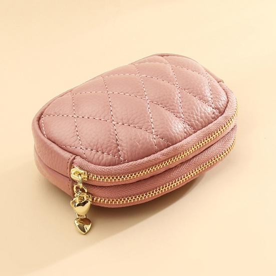 Double Layer Coin Purse, Dual-Compartment PU Leather Wallet, with Zipper Durable Scratch-Resistant Coin Holder Pouch
