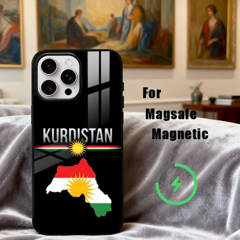 

K-Kurdistan-N F-Flag-G Phone Case For iPhone17,16,15,14,13,12,11 Plus,Pro Max Magnetic For Magsafe Wireless Charging iPhone16PROMAX