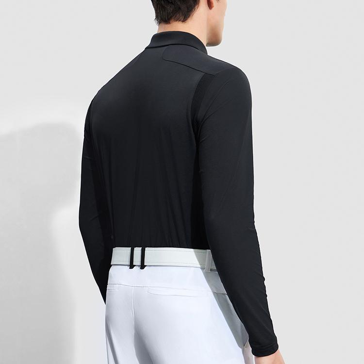 FILA 2023 Autumn New Fashion Casual Knitted Long Sleeve Polo Shirt Men tops Deep-Black A11M335203FBK