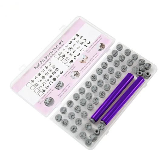 1 Set Nail Stamp Pens with Interchangeable Heads, Nail Art Stamper Tools with 36/48 Patterns, DIY Manicure Design Stamping Pen for Women, Beginner