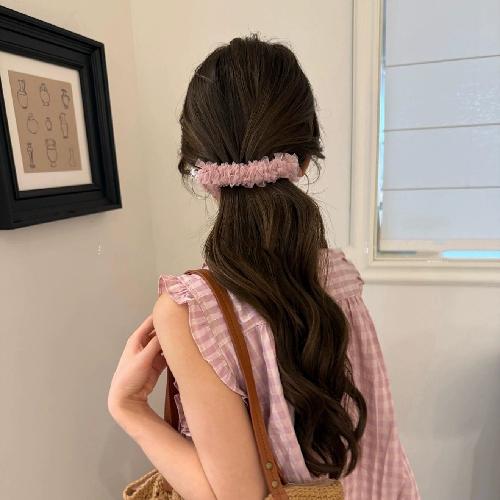 

Korean Pleated Lace Banana Vertical Clip Girlish Feeling, High Hair Volume Ponytail Artifact Hairpin Hair Accessories