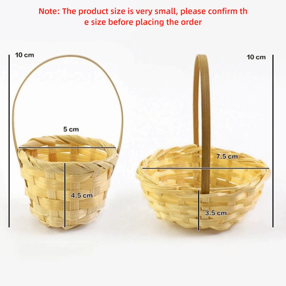 With Handle Braid Flower Baskets Yellow Weaving Basket Creative Handheld Baskets  Bedroom