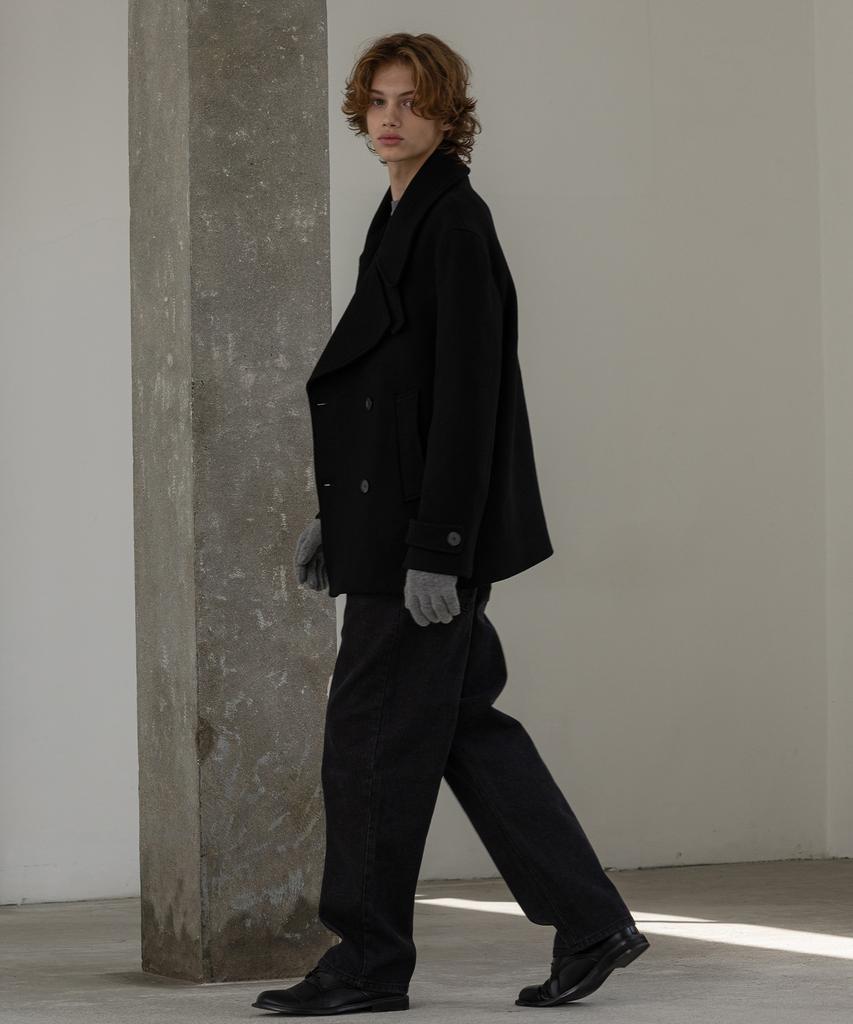 Decoroso Duff Balmacaan Wool Half Short Coat [Black]