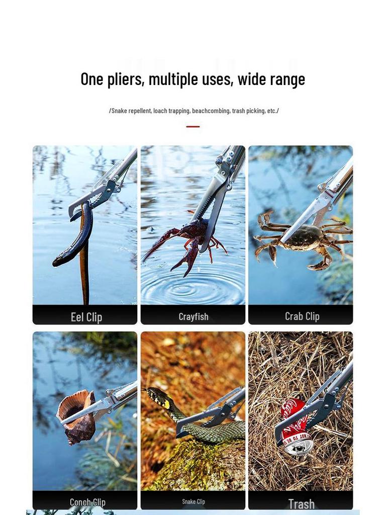 Telescopic Anti-Bite Stainless Steel Hook Pliers for Outdoor Use – Grabber & Beach Combing Tool.