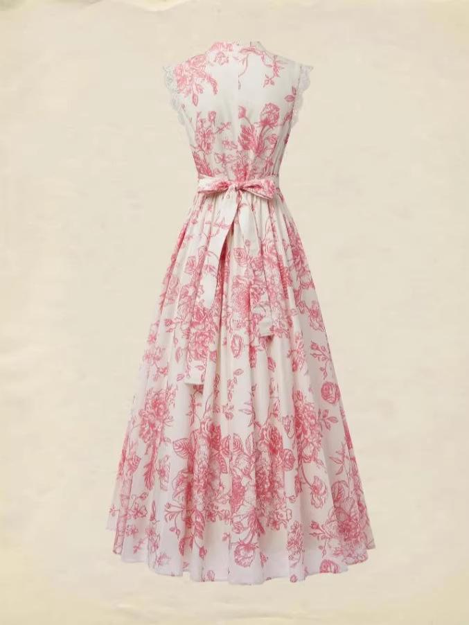 Elegant Lace Patchwork Floral Dress with Short Sleeves