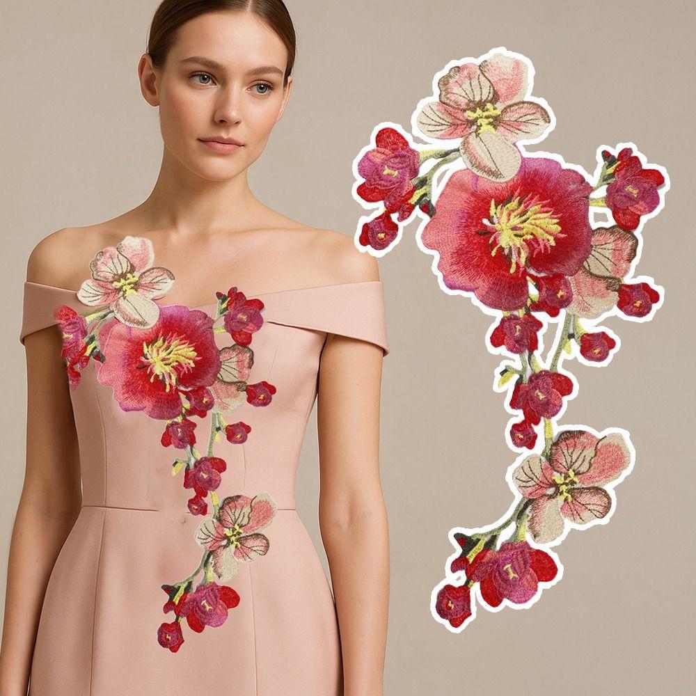 Aufnähbar Blumenstickerei Applikation DIY Applikationsflicken Handgefertigte Kleidernähflicken Luxuriöse Brautkleid Applikationen