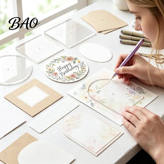 Multi Shape Acrylic Stencils 5PCS Needlepoint Templates Set, Precision Center Hole Design, Fabric Pattern Marking Tools Round/Square/Rectangle/Oval