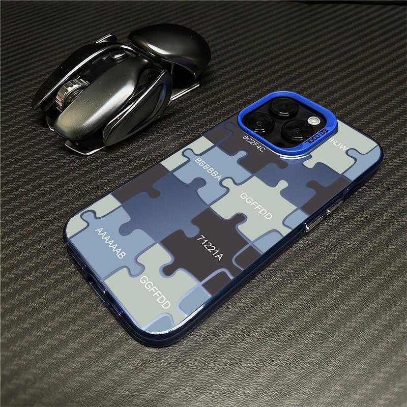 Creative Silver IMD Double Layer Puzzle Case for Apple 16 Promax, 15, 14/13 - High-End Feel