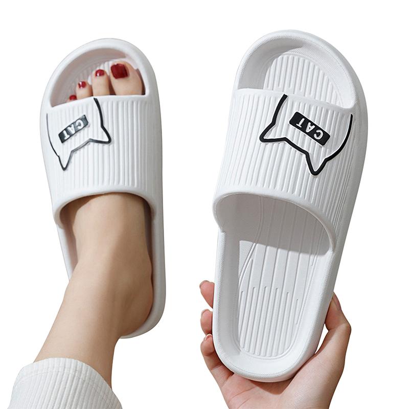 Summer Women Men's Slippers Indoor Bath Thick Platform Non-Slip Home Easter Cartoon Flip Flops Cat Beach Sandals Ladies Shoes