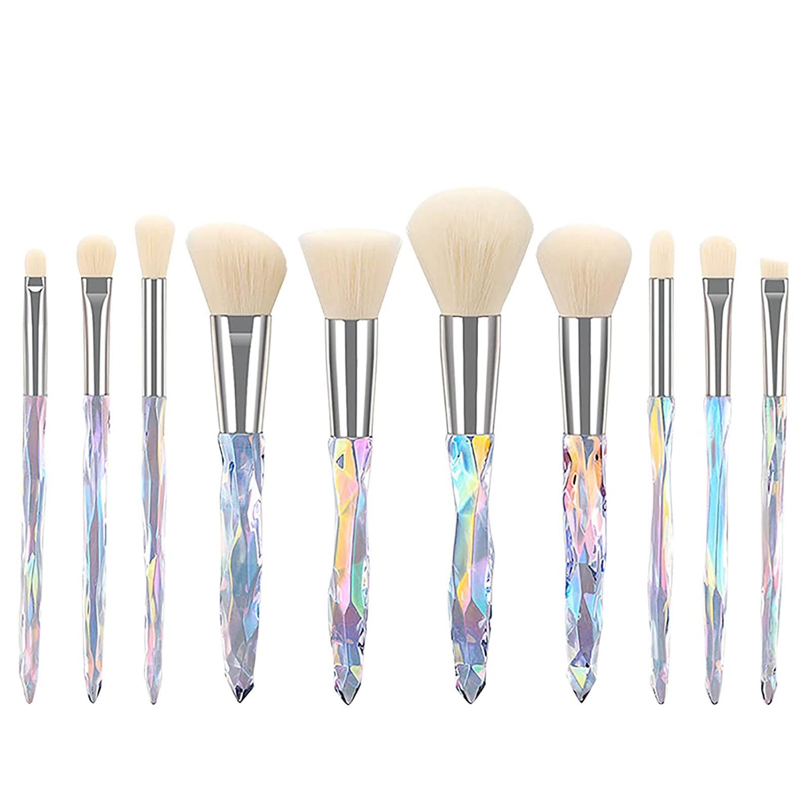 

10 Crystal Makeup Brushes, Transparent Makeup Tools, Makeup Brush Set