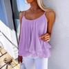 Damen Oberteile Leichte Chiffon Ärmellose Bluse Mehrlagiger Rüschensaum Lockere Passform Lässig Sommer Träger