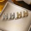 Korean Zircon H Letter Ear Female Design High-Grade Sense Stud Earrings For Women Fashion Light Luxury Jewelry Gifts