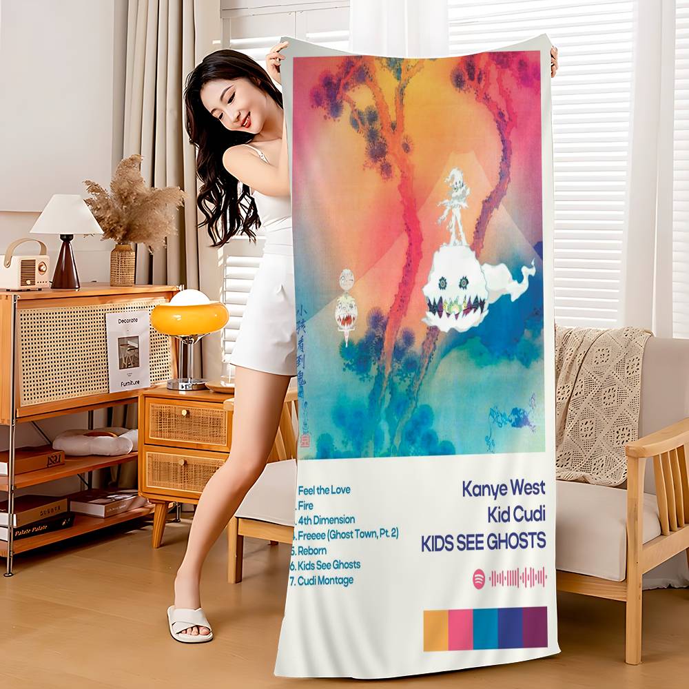 Rapper Hip Hop Pop Singer Kanye West Beach Towel Colorful Bath Towels for Girl Microfiber Sand Free Beach Yoga Spa Gym Pool