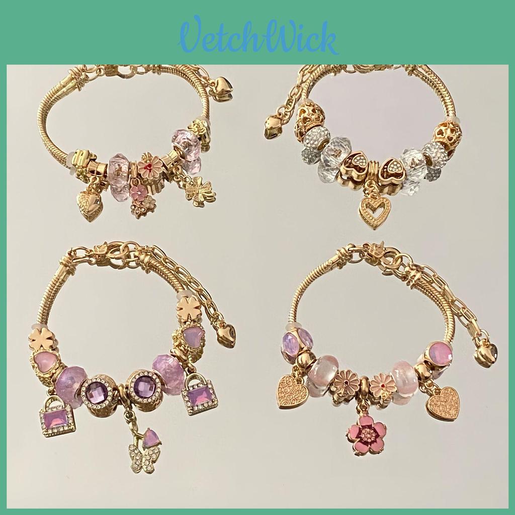 Fashion Heart Flower Butterfly Charm Bracelet For Women Gift Accessory