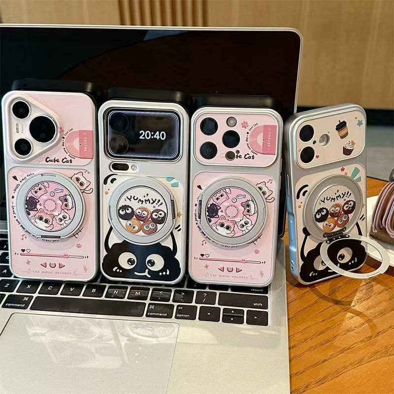 Cute Cartoon Bracket Mobile Phone Case Is Suitable for Iphone16promax Apple 17 Mobile Phone Case Electroplating Second Change Case