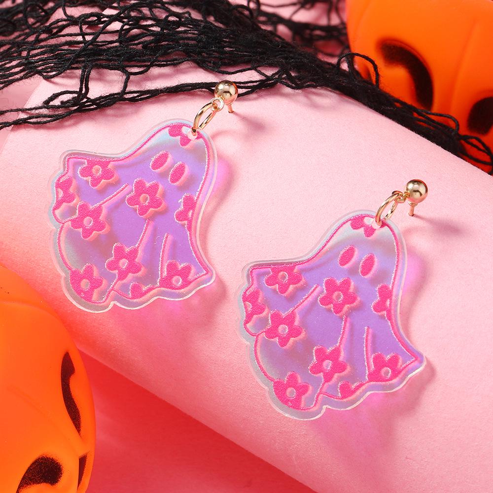 Cross-Border Halloween Cartoon Heart Ghost Tassel Earrings