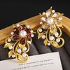 Retro Rhinestone Flower Brooches For Women Unisex 2-color Alloy Plants Party Casual Brooch Pins Gifts