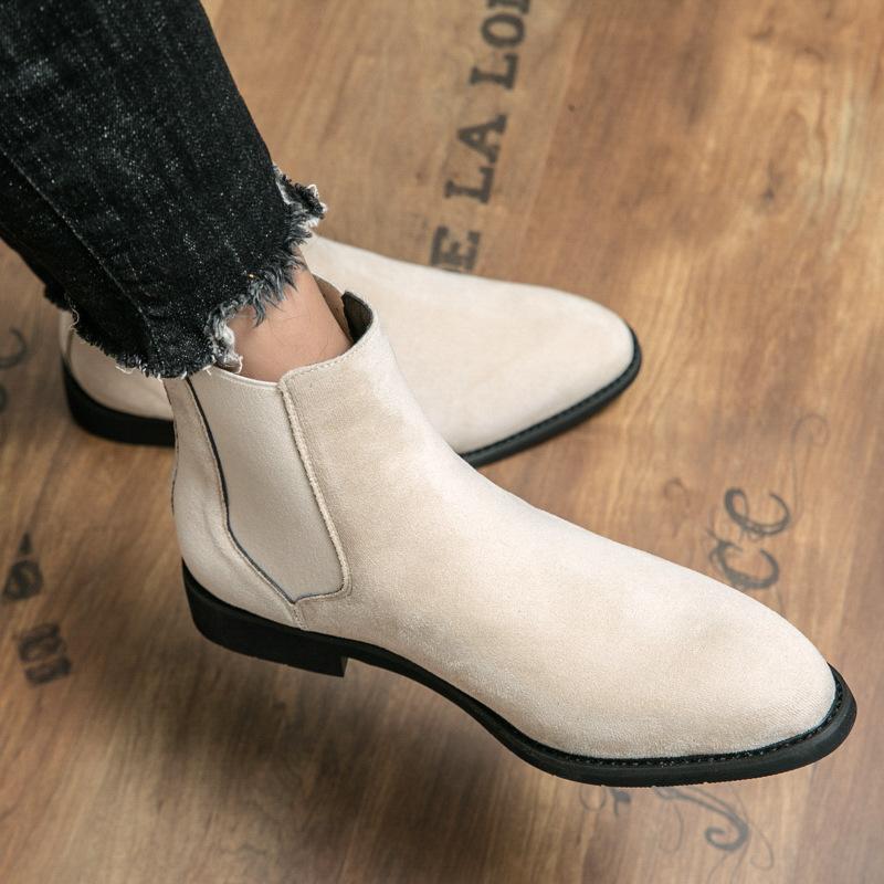 Casual matte high-top leather shoes autumn and winter new large-size British suede Chelsea short boots