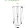 Replacement Parts 32oz Blender Cups (2 Packs) Replacement Blender Cups Compatible with NutriBullet 600w and 900w Blender