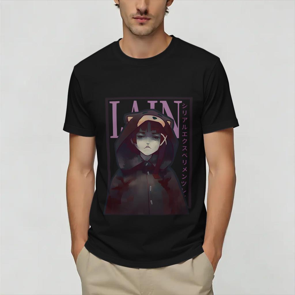 Serial ExperiUnisexts Lain Unisex T Shirts Awesome Tee Shirt Short Sleeve Crewneck TShirts Pure Cotton Birthday Present Tops