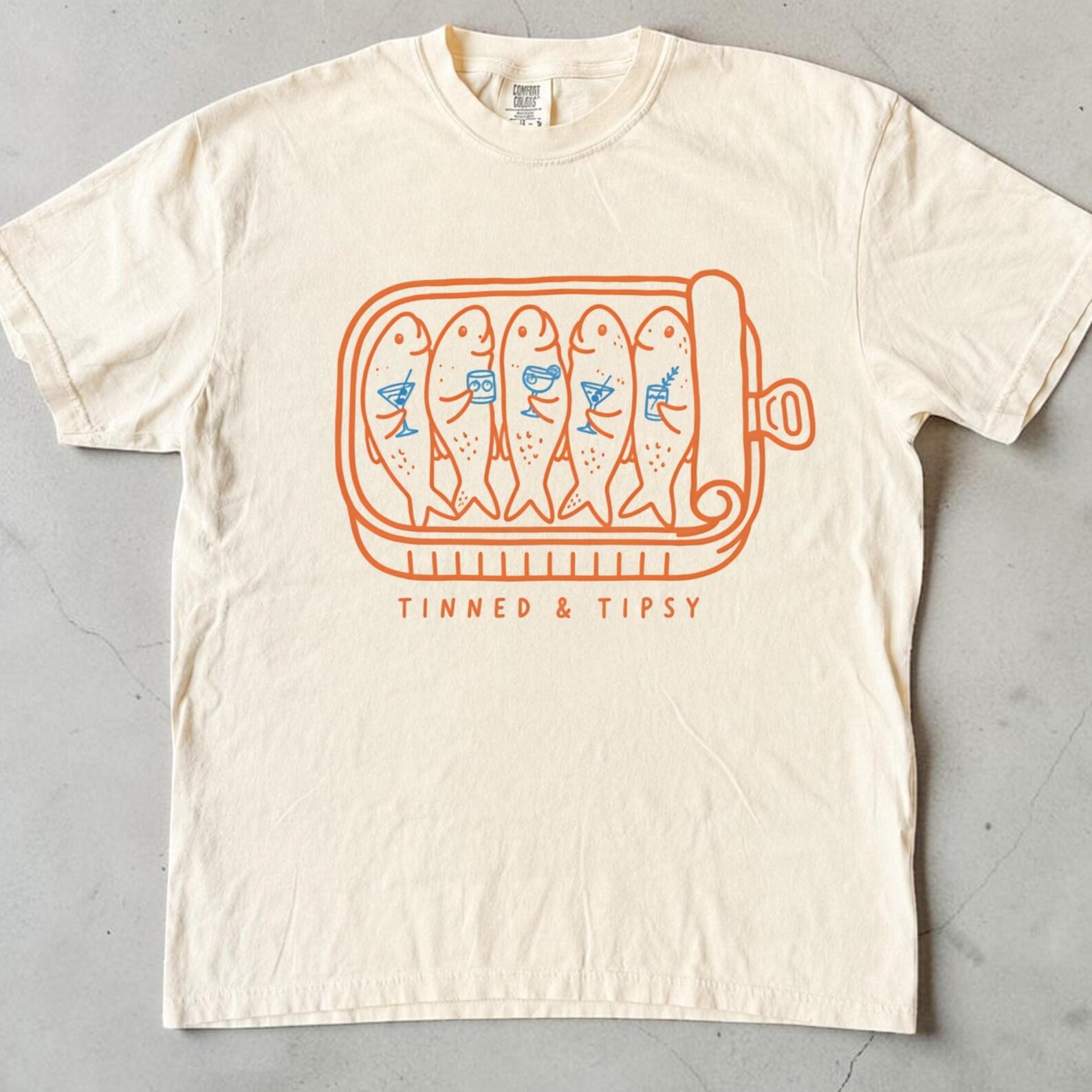 Tinned Fish Shirt, Funny Sardine Shirt, Unisex Foodie Gift Tee, Tinned Fish Lover T shirt, Quirky Cocktail Seafood Shirt 3XL